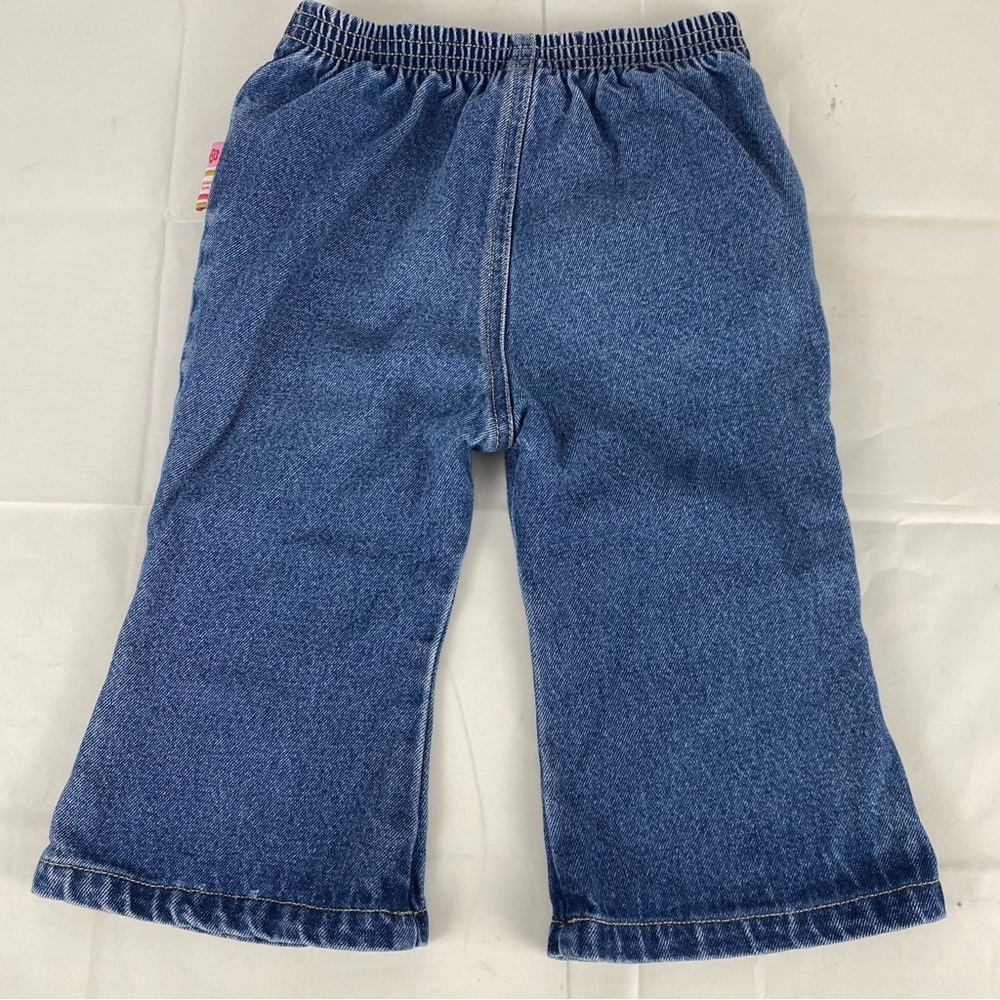 Please Mum Girls Denim Flare Jeans with Pink Patchwork Accents 18 months 90s Y2k - Picture 5 of 5